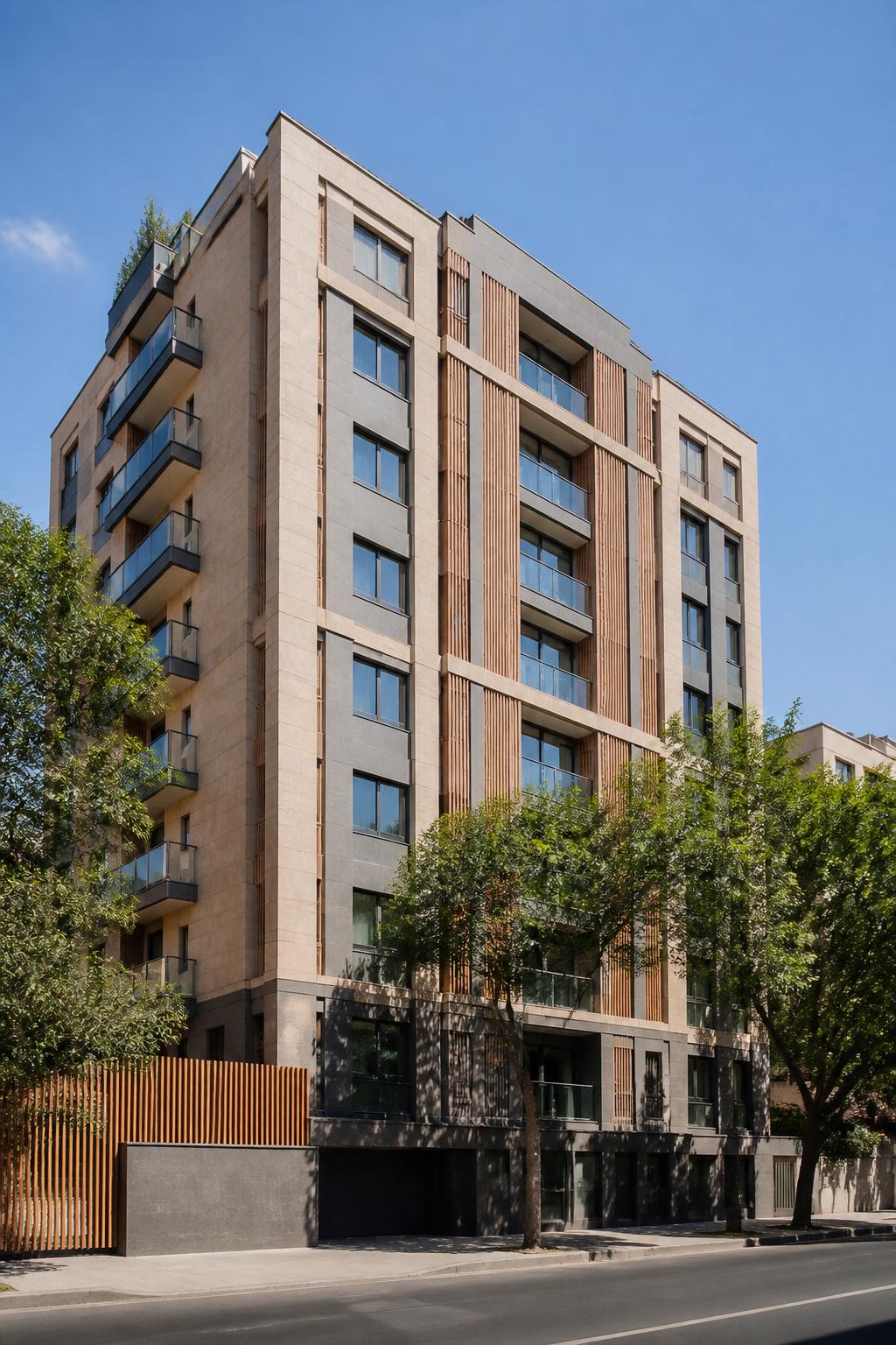 Completed modern residential building